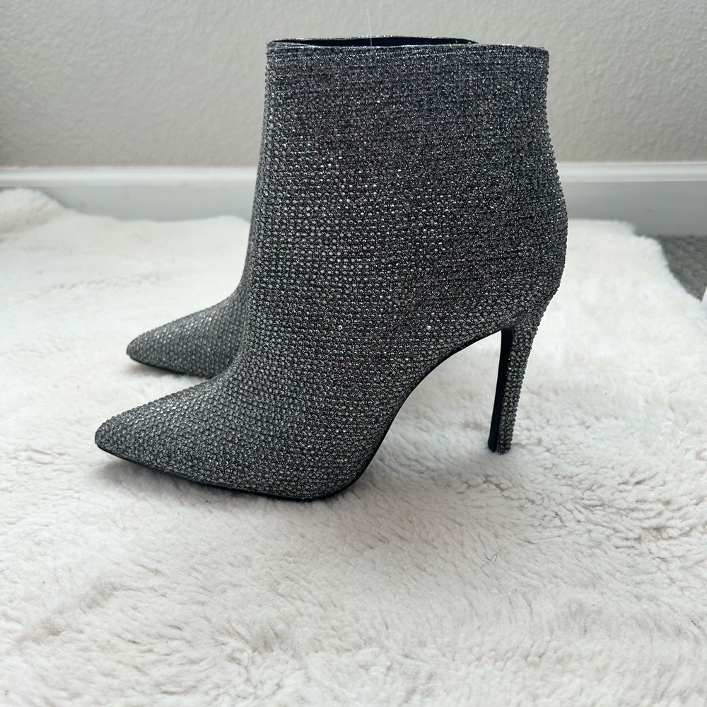 Sparkling Silver Ankle Booties